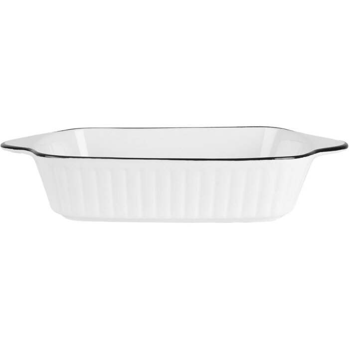 Clayre & Eef 6CE2165 Bol Blanco Negro 26x15x5 cm 550 ml Cerámica Rectangular