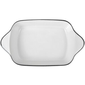 Clayre & Eef 6CE2165 Bol Blanco Negro 26x15x5 cm 550 ml Cerámica Rectangular