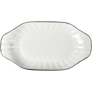 Clayre & Eef 6CE2166 Bol Cerámica Blanco Negro 29x16x3 cm Estilo Moderno