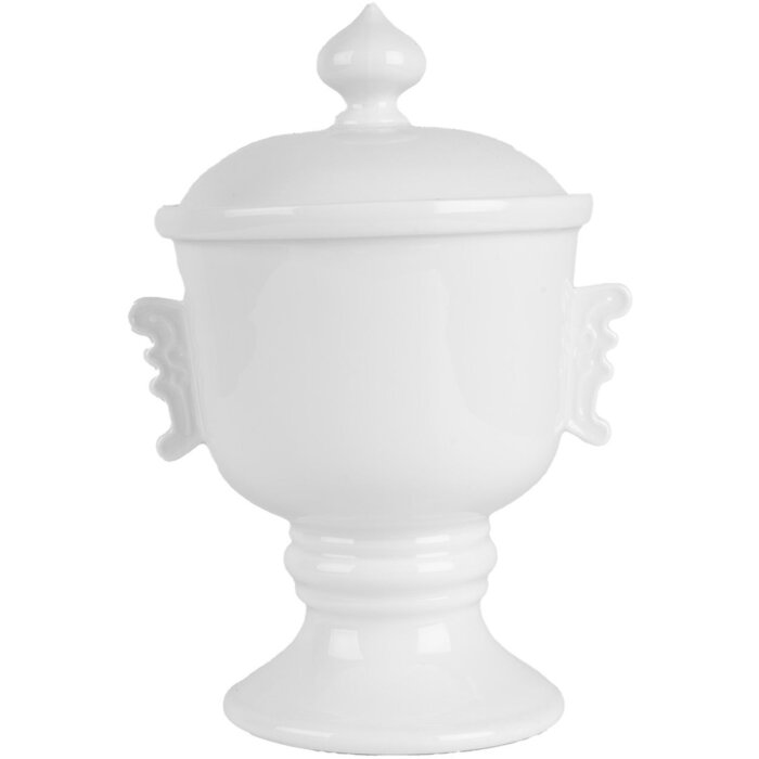 Clayre & Eef 6CE2170 Bote con Tapa Cerámica Blanca Ø 12x17 cm 125 ml