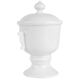 Clayre & Eef 6CE2170 Bote con Tapa Cerámica Blanca Ø 12x17 cm 125 ml