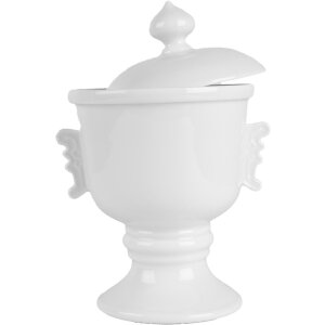 Clayre & Eef 6CE2170 Bote con Tapa Cerámica Blanca Ø 12x17 cm 125 ml