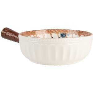 Clayre & Eef 6CE2171 Bol Cerámica Retro Vintage Blanco Marrón 22x16x6 cm 500 ml