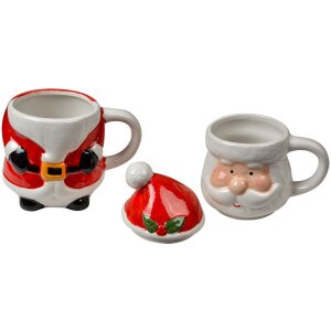 Clayre & Eef Taza navideña Papá Noel Cerámica 300/375ml Estilo rústico