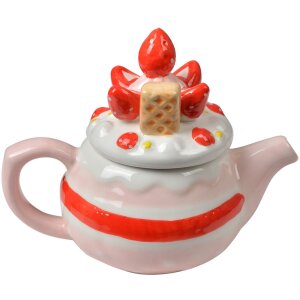 Clayre & Eef Tetera Strawberry Cake Rosa 325ml 17x10x13cm Cerámica
