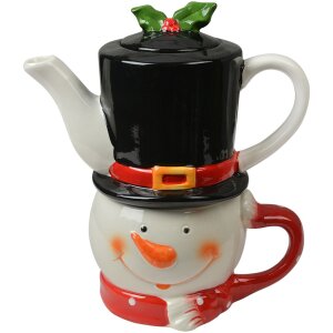 Clayre & Eef Tetera Muñeco de Nieve con Taza...