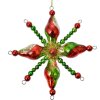 Clayre & Eef 6GL4705 Etiqueta de Navidad de vidrio Ø 16x3 cm verde rojo estilo campestre