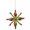 Clayre & Eef 6GL4705 Etiqueta de Navidad de vidrio Ø 16x3 cm verde rojo estilo campestre