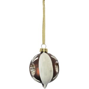 Clayre & Eef Árbol de Navidad marrón blanco Ø 5 cm altura 7 cm vidrio estilo campestre