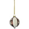 Clayre & Eef Árbol de Navidad marrón blanco Ø 5 cm altura 7 cm vidrio estilo campestre