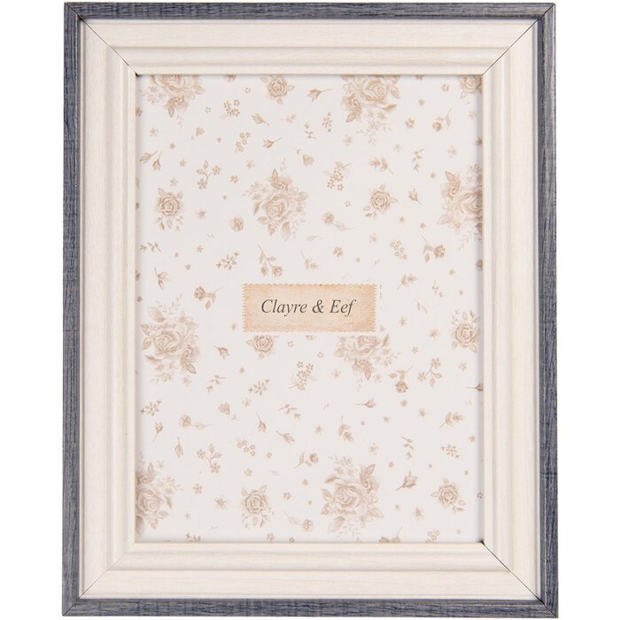 Clayre & Eef Marco de fotos blanco azul 10x15 cm estilo rústico MDF cristal