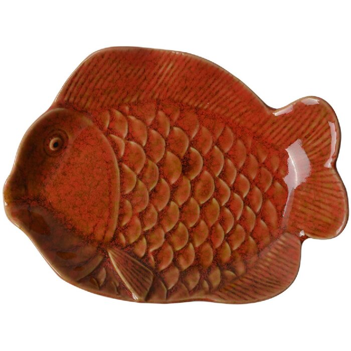 Clayre & Eef 6CE2162 Cuenco Pez Cerámica Naranja 16x11x3 cm