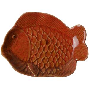Clayre & Eef 6CE2162 Cuenco Pez Cerámica Naranja 16x11x3 cm