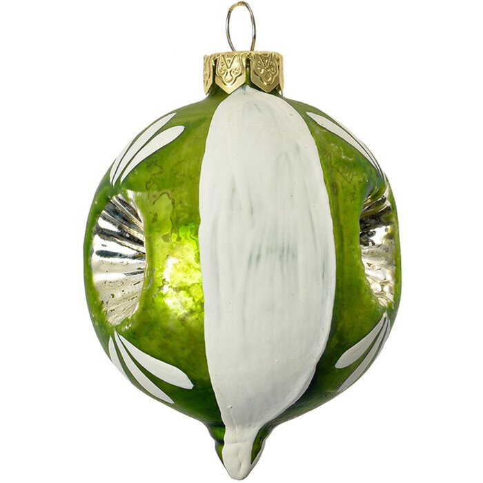 Clayre & Eef 6GL4709 Adornos para el árbol de Navidad de vidrio verde blanco Ø 5x7 cm estilo campestre