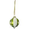 Clayre & Eef 6GL4709 Adornos para el árbol de Navidad de vidrio verde blanco Ø 5x7 cm estilo campestre