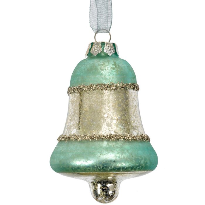 Clayre & Eef 6GL4710BL Colgante Navidad Cristal Azul Ø 5x9 cm Estilo Campestre