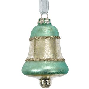 Clayre & Eef 6GL4710BL Colgante Navidad Cristal Azul Ø 5x9 cm Estilo Campestre