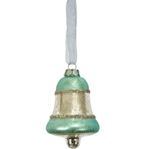 Clayre & Eef 6GL4710BL Colgante Navidad Cristal Azul Ø 5x9 cm Estilo Campestre