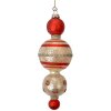 Clayre & Eef 6GL4712 Colgante de Navidad de cristal Ø 6x17 cm rojo blanco estilo campestre