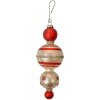 Clayre & Eef 6GL4712 Colgante de Navidad de cristal Ø 6x17 cm rojo blanco estilo campestre