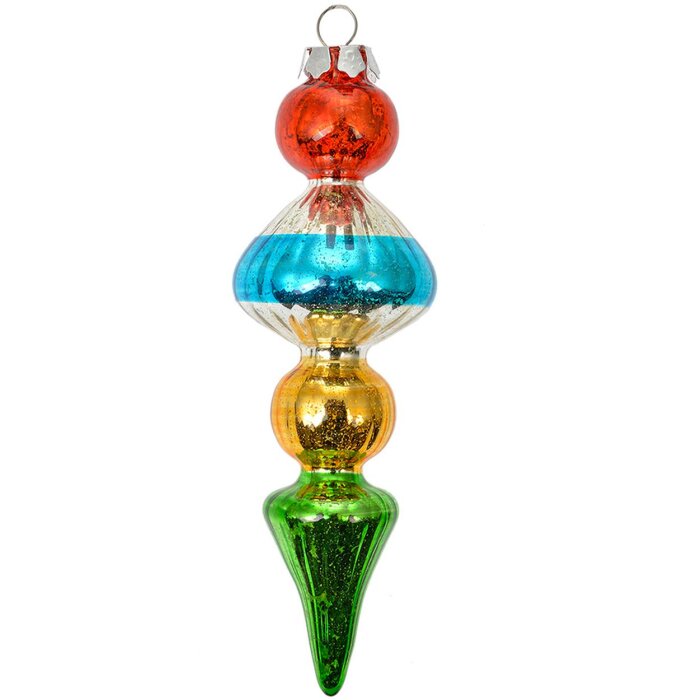 Clayre & Eef 6GL4713 Colgante de Navidad de cristal Ø 5x16 cm multicolor estilo campestre
