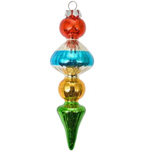 Clayre & Eef 6GL4713 Colgante de Navidad de cristal Ø 5x16 cm multicolor estilo campestre