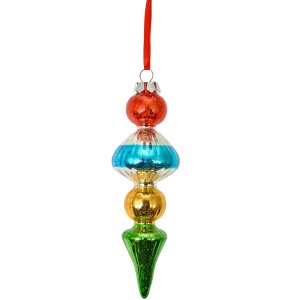 Clayre & Eef 6GL4713 Colgante de Navidad de cristal Ø 5x16 cm multicolor estilo campestre