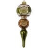Clayre & Eef 6GL4715 Colgante Navidad vidrio verde plata Ø 6x17 cm estilo country