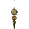 Clayre & Eef 6GL4715 Colgante Navidad vidrio verde plata Ø 6x17 cm estilo country