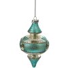 Clayre & Eef 6GL4716 Colgante Navidad Azul Plata Ø 8x13 cm Cristal Estilo Campestre