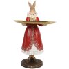 Clayre & Eef 6PR5359 Decoración Conejo con Cuenco Beige Rojo Oro 18x17x31 cm