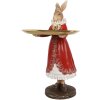 Clayre & Eef 6PR5359 Decoración Conejo con Cuenco Beige Rojo Oro 18x17x31 cm