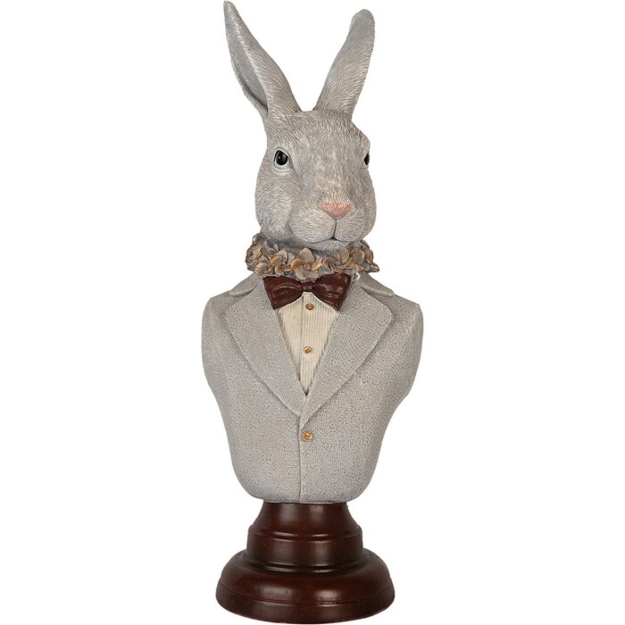 Clayre & Eef 6PR5361 Decoración Busto Conejo Gris Marrón 15x13x39 cm