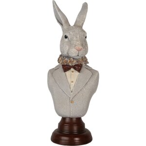 Clayre & Eef 6PR5361 Decoración Busto Conejo Gris Marrón 15x13x39 cm