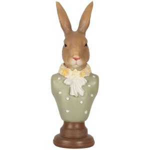 Clayre & Eef 6PR5364 Decoración Busto Conejo Marrón Verde 6x5x18 cm Poliresina