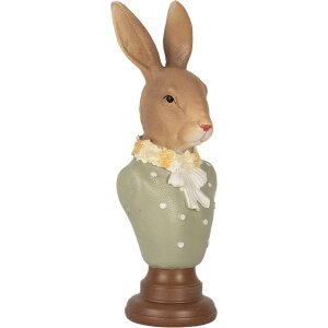 Clayre & Eef 6PR5364 Decoración Busto Conejo Marrón Verde 6x5x18 cm Poliresina