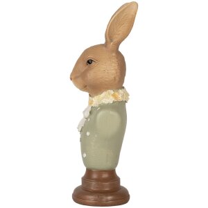 Clayre & Eef 6PR5364 Decoración Busto Conejo Marrón Verde 6x5x18 cm Poliresina