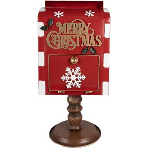 Clayre & Eef 6Y5633 Buzón Rojo Marrón 27x22x51 cm Estilo Campestre Navidad