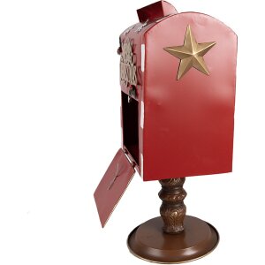 Clayre & Eef 6Y5633 Buzón Rojo Marrón 27x22x51 cm Estilo Campestre Navidad