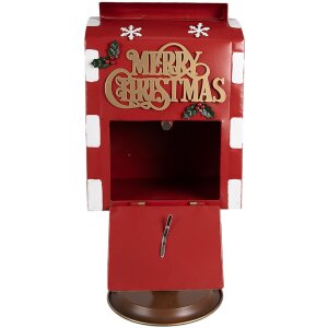Clayre & Eef 6Y5633 Buzón Rojo Marrón 27x22x51 cm Estilo Campestre Navidad