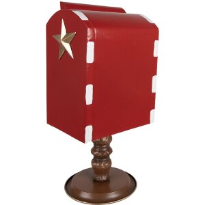 Clayre & Eef 6Y5633 Buzón Rojo Marrón 27x22x51 cm Estilo Campestre Navidad