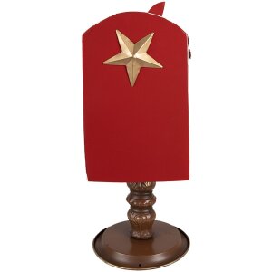 Clayre & Eef 6Y5633 Buzón Rojo Marrón 27x22x51 cm Estilo Campestre Navidad