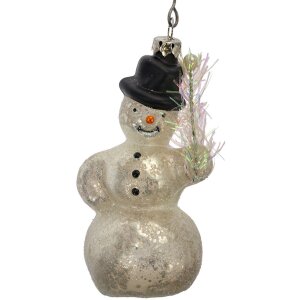 Clayre & Eef 6GL4718 Colgante Navidad vidrio blanco negro Ø 5x10 cm estilo country
