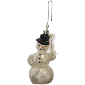 Clayre & Eef 6GL4718 Colgante Navidad vidrio blanco negro Ø 5x10 cm estilo country