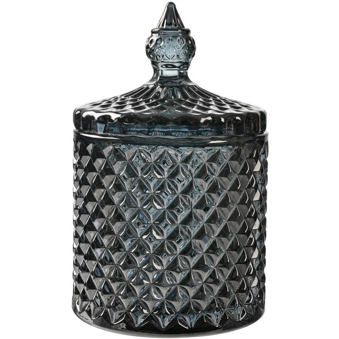 Clayre & Eef 6GL4722 Tarro con Tapa Vidrio Gris Ø 9x14 cm Clásico