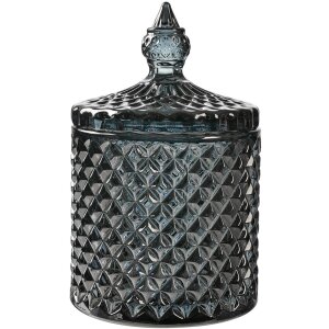 Clayre & Eef 6GL4722 Tarro con Tapa Vidrio Gris Ø 9x14 cm Clásico