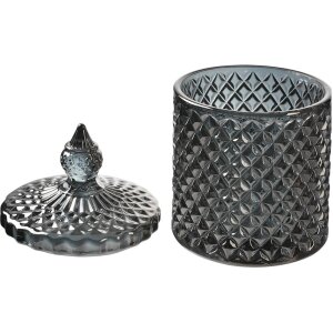 Clayre & Eef 6GL4722 Tarro con Tapa Vidrio Gris Ø 9x14 cm Clásico