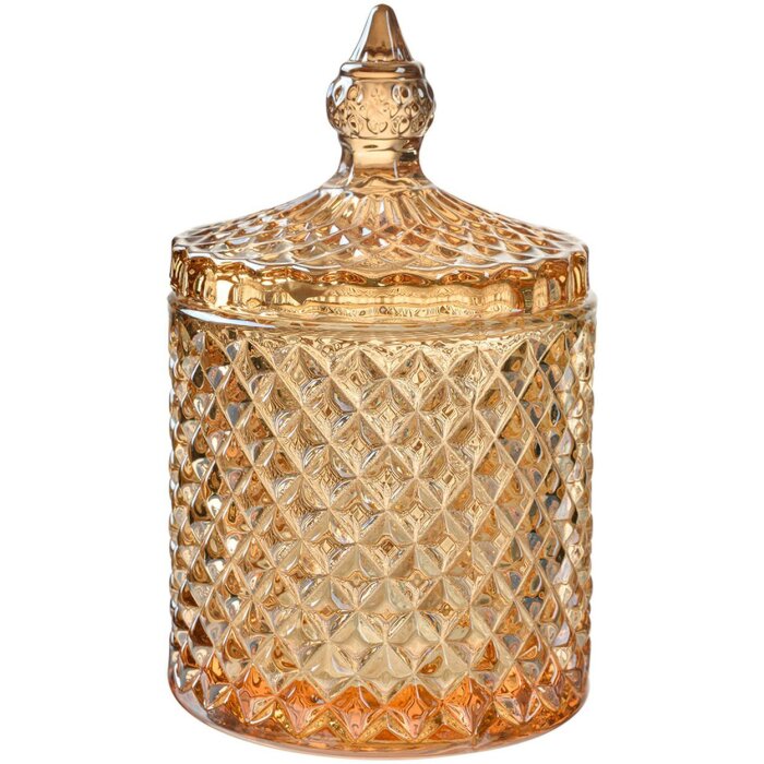 Clayre & Eef Bote con Tapa Amarillo Ø9x14 cm