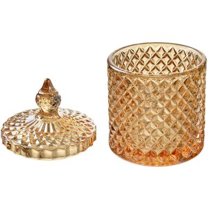 Clayre & Eef Bote con Tapa Amarillo Ø9x14 cm