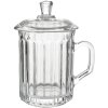 Clayre & Eef 6GL4727 Taza con tapa de cristal 250 ml acanalada transparente